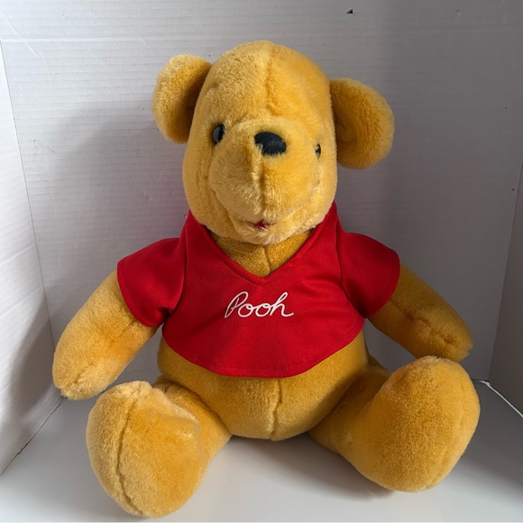 Disney WINNIE THE POOH plush red shirt 16 inches sitting height - Picture 1 of 7